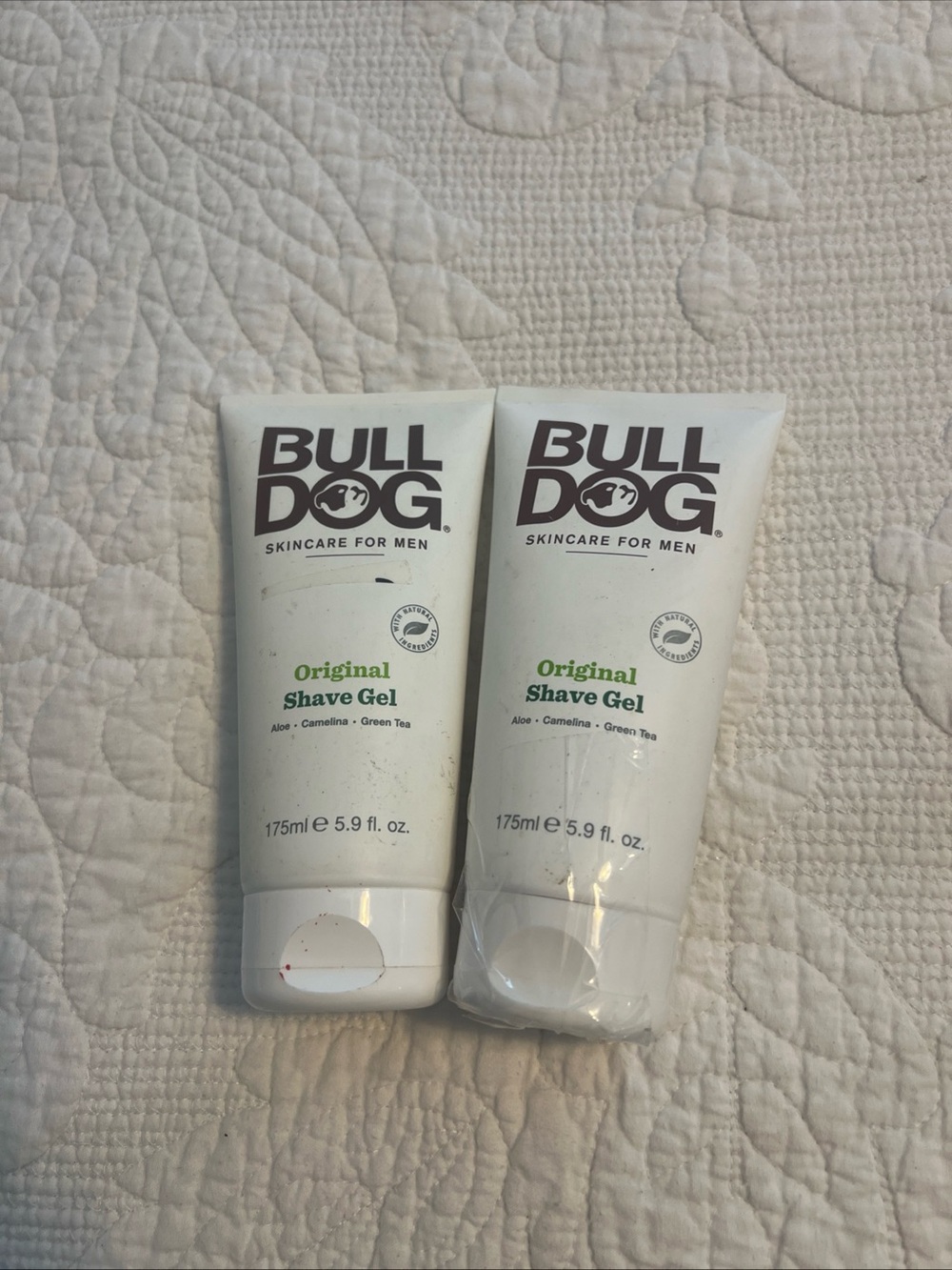 Lot Of 2 Tubes, Bull Dog Original Shave Gel, Natural Skincare for Men 5.9oz
